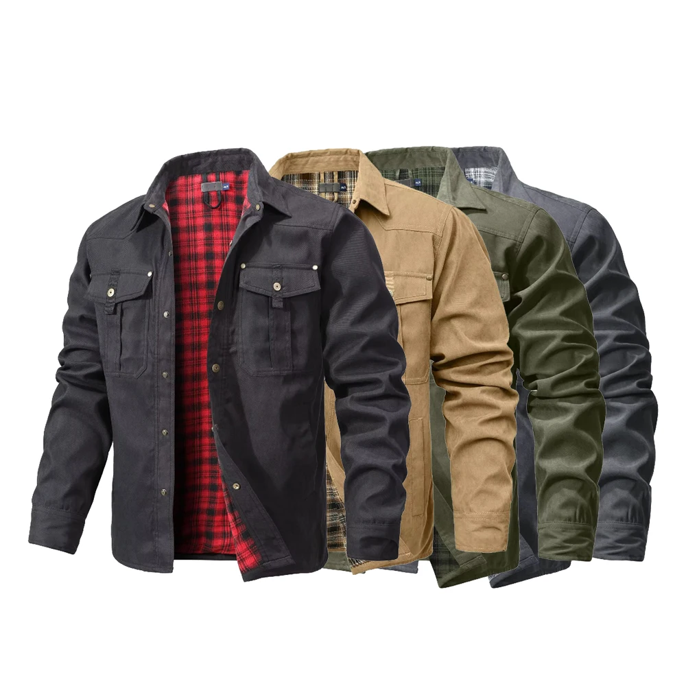 Flannel Shirt Lined - Vestes pour hommes printemps flanelle doublé
