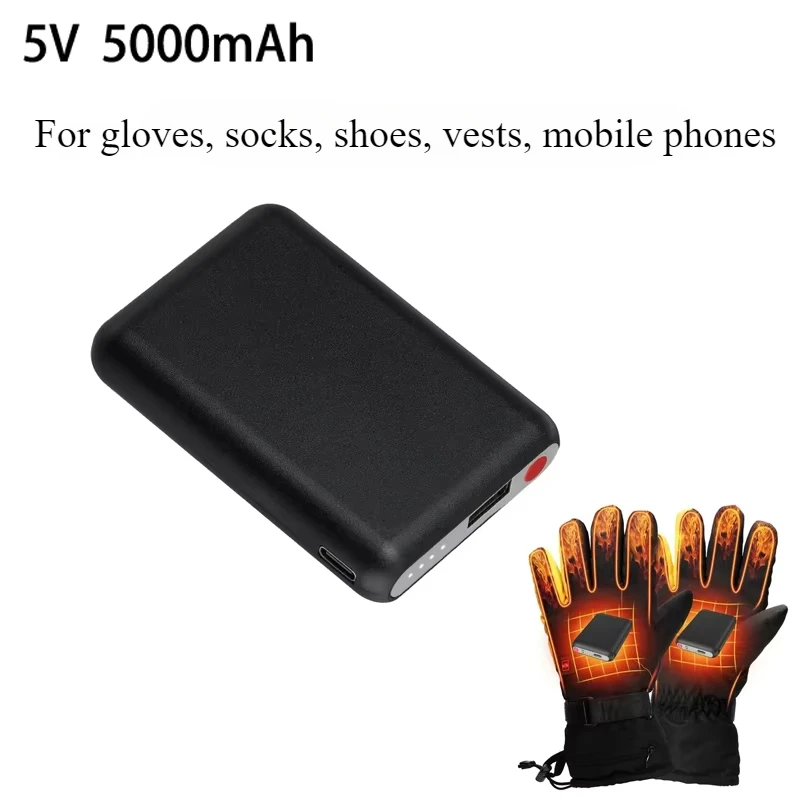 Heated Vest Battery - Gants chauffants 5V 5000mAh, batterie externe,