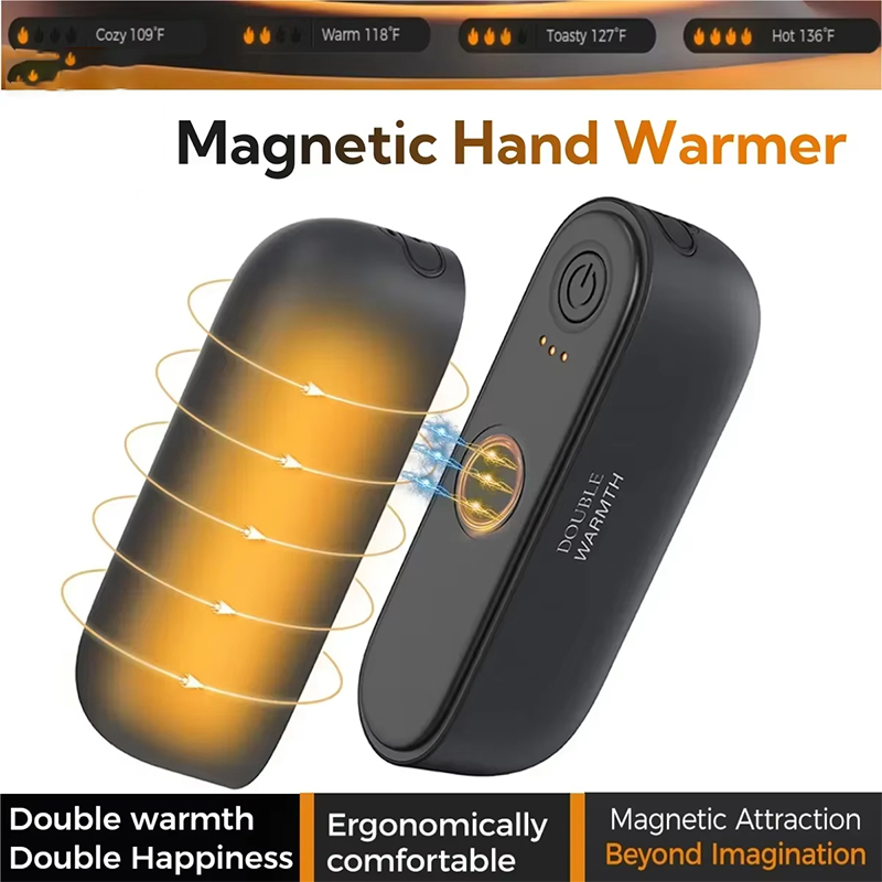Hand Warmer Electric - Chauffe-mains magnétiques rechargeables 2 en 1,