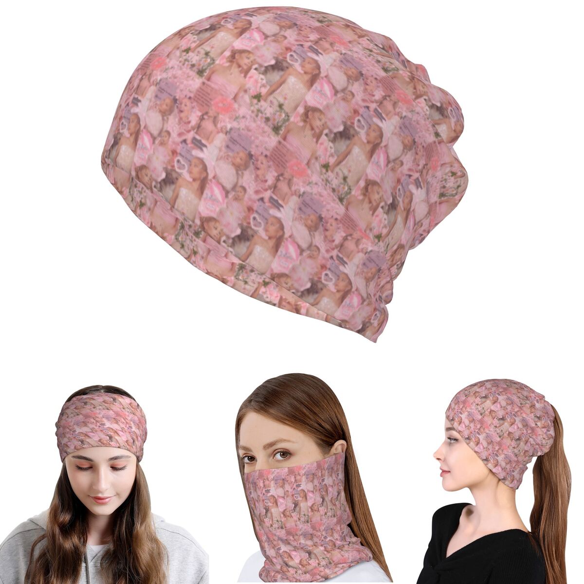 Knit Beanie Hat Warm - Ariana Grande Singer Bandana Couvre-cou, écharpe