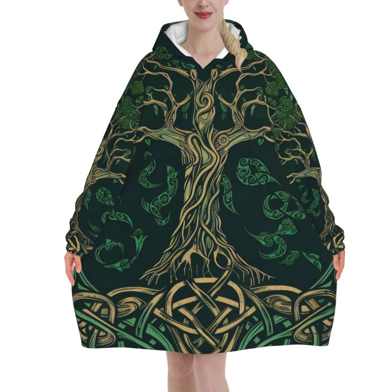 Sherpa Hoodie Fleece - Couverture à capuche à motif celtique