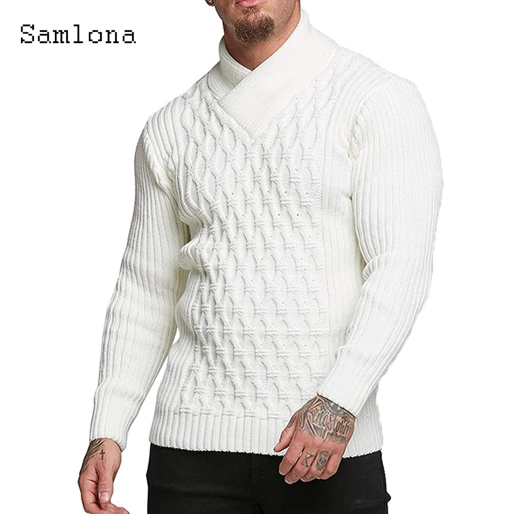Wool Scarf Men - Samlona-Pulls découpés pour hommes, col en