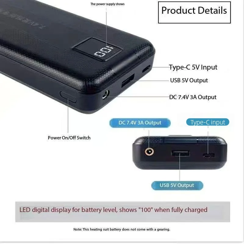 Heated Vest Battery - Nouvelle batterie de chauffage à courant