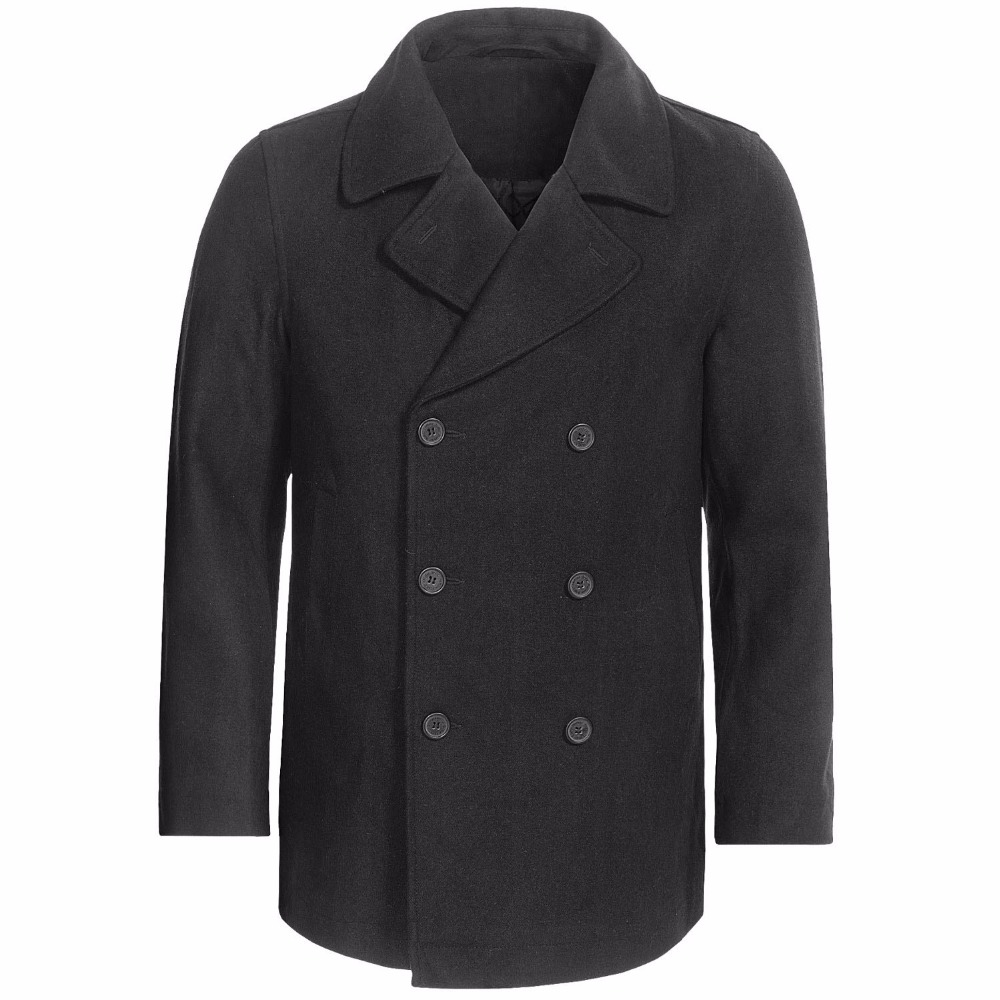 Wool Coat Peacoat - Caban à double boutonnage classique sur