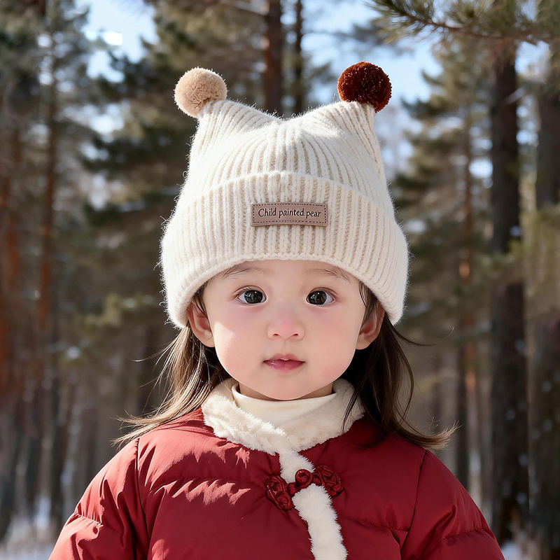 Knit Beanie Hat Warm - Bonnet tricoté pour bébé de 1