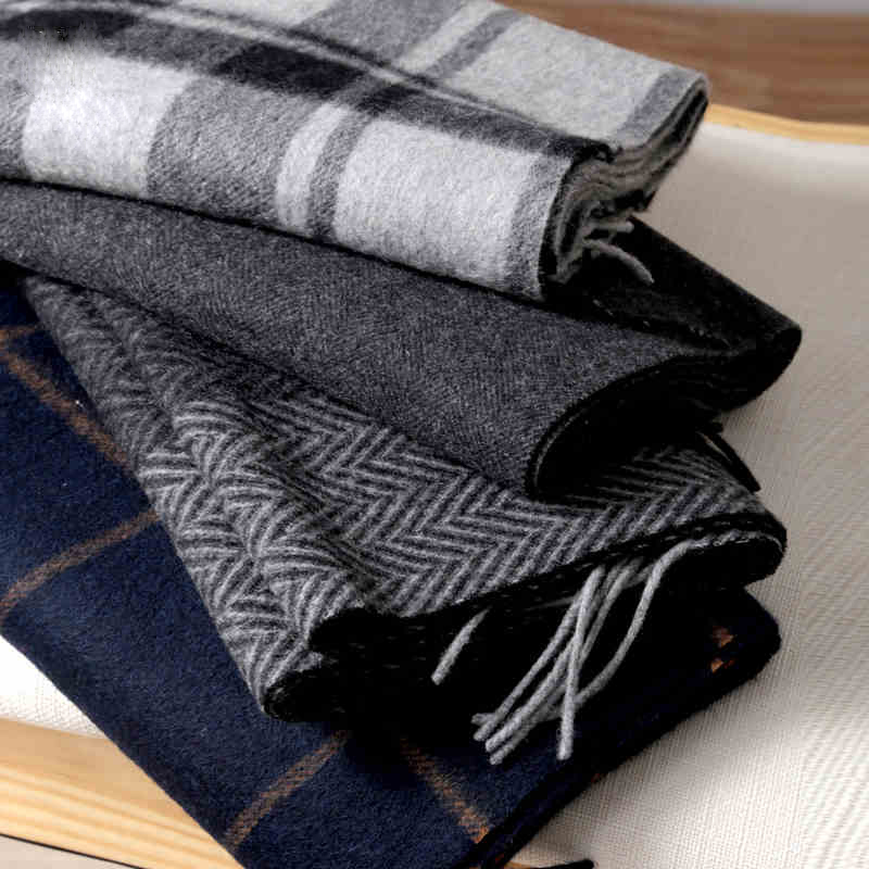 Wool Scarf Men - Pashmina écharpe hommes hiver bande solide