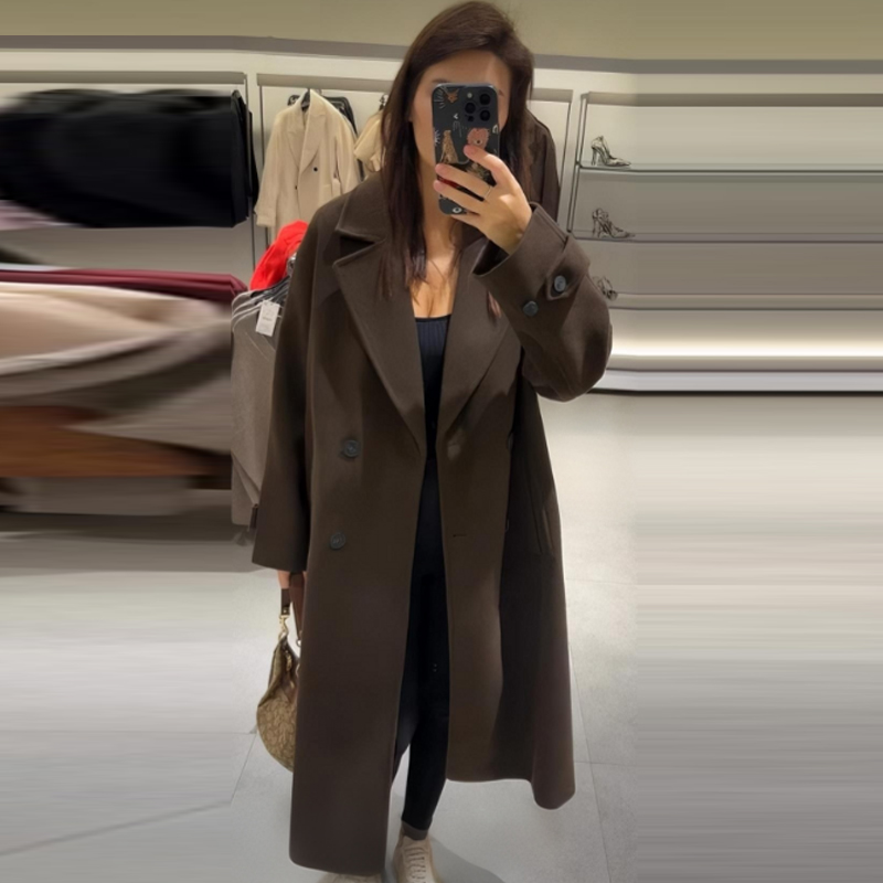 HXAO manteau femme marron Twee - Wool Coat Peacoat avis et prix
