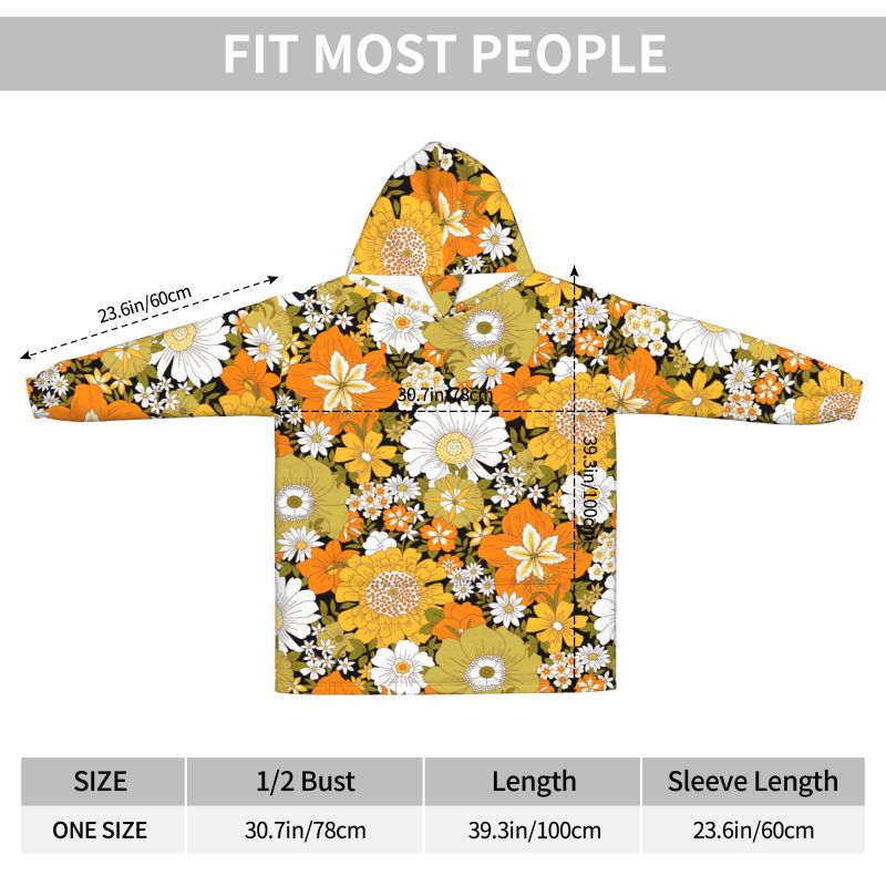 Hippie fleur florale rétro cou - Sherpa Hoodie Fleece avis et prix