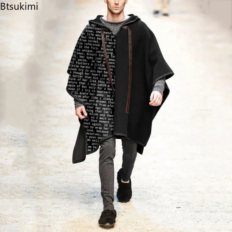 Poncho à capuche en laine impr - Wool Scarf Men avis et prix