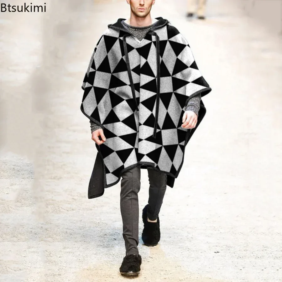 Poncho à capuche en laine impr - Wool Scarf Men avis et prix