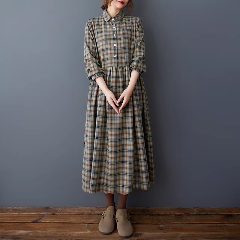 Robe chemise coréenne ample ré - Flannel Shirt Lined avis et prix