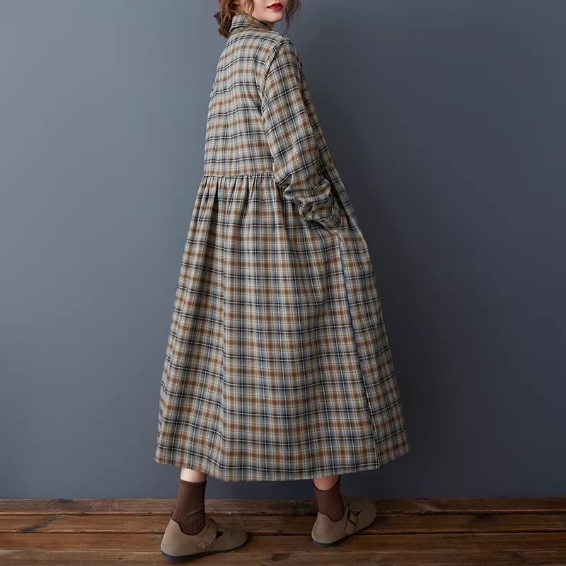 Robe chemise coréenne ample ré - Flannel Shirt Lined avis et prix