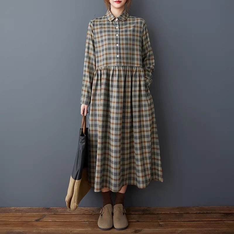 Robe chemise coréenne ample ré - Flannel Shirt Lined avis et prix