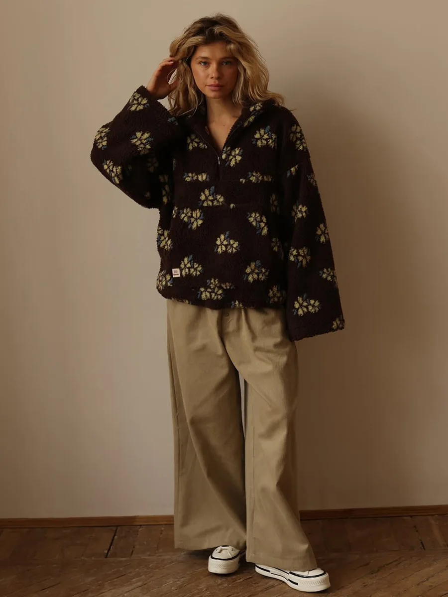 Sweat-shirt à capuche à fleurs - Sherpa Hoodie Fleece avis et prix